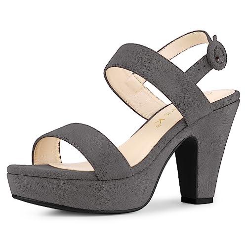 Allegra K Damen Slingback Plateau Sandalen mit Blockabsatz und Blockabsatz Grau 40 von Allegra K