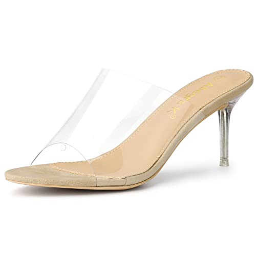 Allegra K Damen Slip-On Sandalen mit klarem Riemen und Stöckelabsatz Silber 41 von Allegra K