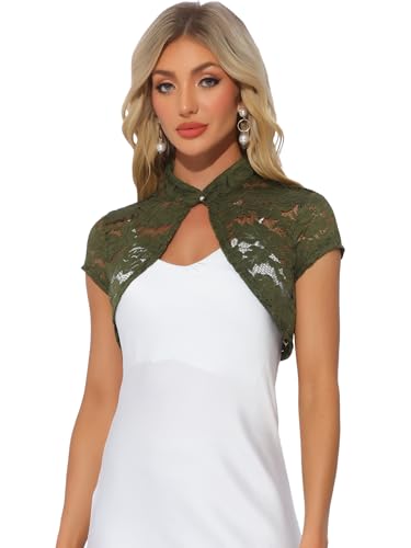 Allegra K Damen Sommer Spitze Bolero Strickjacke Kurzarm Hochzeit Leicht Elegante Festlich Jäckchen für Abendkleid Armeegrün L Allegra K Damen Sommer Spitze Bolero Strickjacke Kurzarm Hochzeit Leicht Elegante Festlich Jäckchen für Abendkleid Armeegrün L von Allegra K