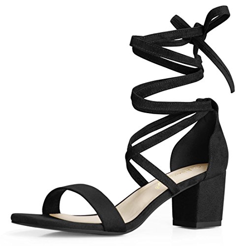 Allegra K Offene Zehensandalen für Damen mit mittelhohem Absatz Schwarz 37 von Allegra K