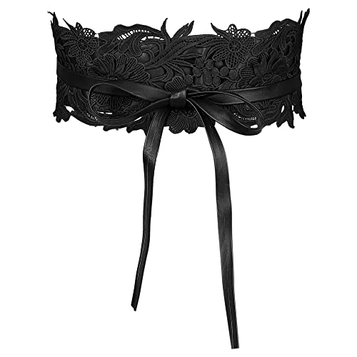 Allegra K Damen Spitze Bowknot Breiter Wickel Taillengürtel Gürtel Schwarz 64-106cm/25.20-41.73" von Allegra K