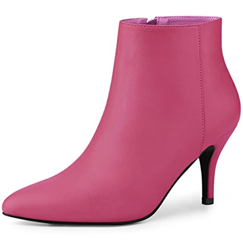 Allegra K Damen Spitze Zehe Reißverschluss Stiletto Absatz Stiefeletten, hot pink, 39 EU von Allegra K