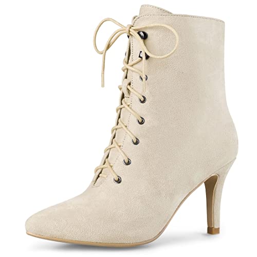 Allegra K Damen Spitze Zehen Reißverschluss Lace Up Stiletto Heel Stiefeletten, beige, 38 EU Allegra K Damen Spitze Zehen Reißverschluss Lace Up Stiletto Heel Stiefeletten, beige, 38 EU von Allegra K