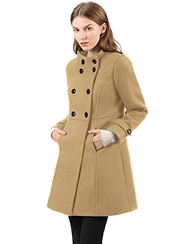Allegra K Damen Stehkragen Zweireiher schräge Taschen Trendy Outwear Wintermantel, Khaki, M Allegra K Damen Stehkragen Zweireiher schräge Taschen Trendy Outwear Wintermantel, Khaki, M von Allegra K