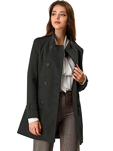 Allegra K Damen Stehkragen Zweireihige Taschen Trendy Outwear Wintermantel mit Gürtel, schwarz, X-Small Allegra K Damen Stehkragen Zweireihige Taschen Trendy Outwear Wintermantel mit Gürtel, schwarz, X-Small von Allegra K