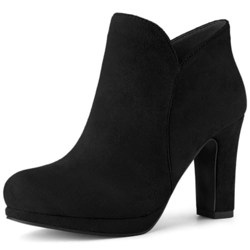 Allegra K Damen-Stiefel mit rundem Zehenbereich und klobigem Absatz Schwarz 37 von Allegra K