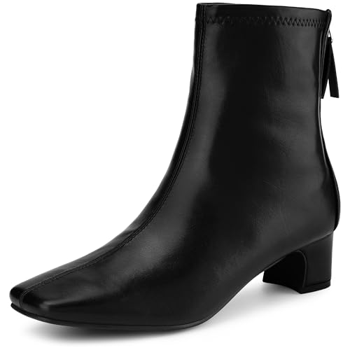 Allegra K Damen Stiefeletten mit Blockabsatz und quadratischer Zehenpartie Schwarz 40 von Allegra K