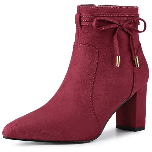 Allegra K Damen Stiefeletten mit Reißverschluss, Burgunder, 38 EU von Allegra K