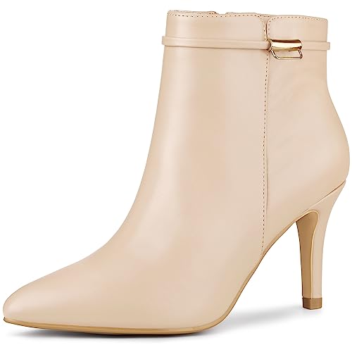 Allegra K Damen Stiefeletten mit Stiletto-Absatz und spitzer Zehenpartie Beige2 39 von Allegra K