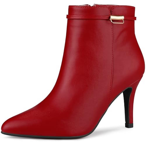 Allegra K Damen Stiefeletten mit Stiletto-Absatz und spitzer Zehenpartie rot 40 von Allegra K