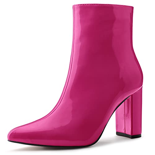 Allegra K Damen-Stiefeletten mit hohem Absatz, spitzer Zehenbereich, Reißverschluss, hot pink, 42 EU von Allegra K