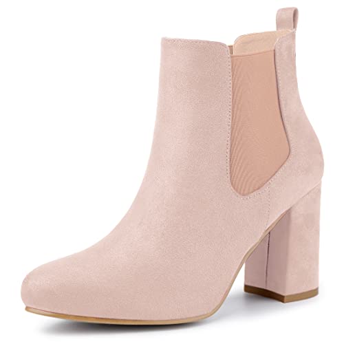 Allegra K Damen-Stiefeletten mit runder Zehenpartie, Blockabsatz, Reißverschluss, Schnürung, rose, 39 EU von Allegra K