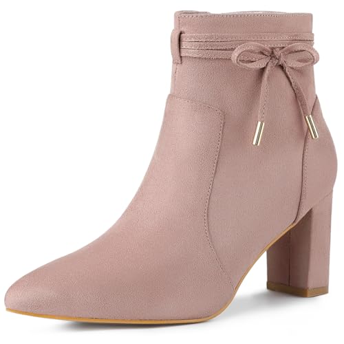 Allegra K Damen Stiefeletten mit spitzem Zehenbereich, Blockabsatz, Reißverschluss, Dust Pink, 38 EU Allegra K Damen Stiefeletten mit spitzem Zehenbereich, Blockabsatz, Reißverschluss, Dust Pink, 38 EU von Allegra K