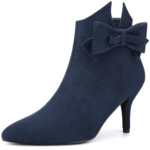 Allegra K Damen Stiefeletten mit spitzem Zehenbereich, Schleife, Stiletto-Absatz, Marineblau, 39.5 EU Allegra K Damen Stiefeletten mit spitzem Zehenbereich, Schleife, Stiletto-Absatz, Marineblau, 39.5 EU von Allegra K
