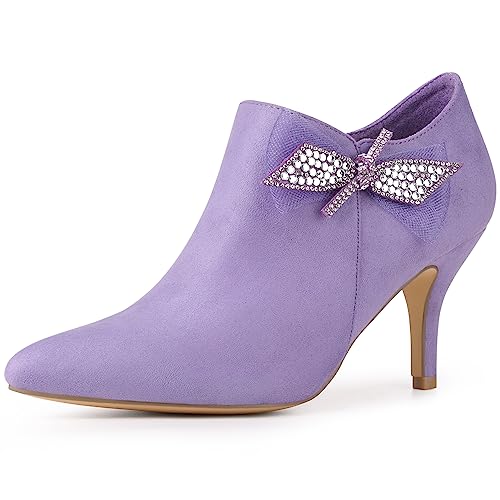 Allegra K Damen-Stiefeletten mit spitzem Zehenbereich, Schleifen-Dekor, Stiletto-Absatz, Violett, 38.5 EU Allegra K Damen-Stiefeletten mit spitzem Zehenbereich, Schleifen-Dekor, Stiletto-Absatz, Violett, 38.5 EU von Allegra K