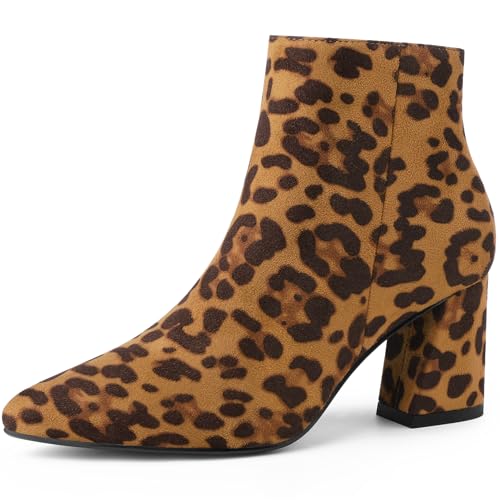 Allegra K Damen Stiefeletten mit spitzem Zehenbereich, seitlicher Reißverschluss, klobige Absätze, Leopard, 40 EU Allegra K Damen Stiefeletten mit spitzem Zehenbereich, seitlicher Reißverschluss, klobige Absätze, Leopard, 40 EU von Allegra K