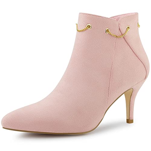 Allegra K Damen-Stiefeletten mit spitzem Zehenbereich und seitlichem Reißverschluss und Stiletto-Absatz Rosa 37.5 von Allegra K