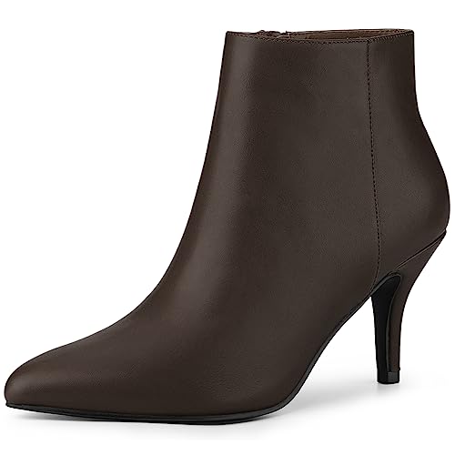 Allegra K Damen-Stiefeletten mit spitzem Zehenreißverschluss und Stiletto-Absatz Kaffee 40 von Allegra K