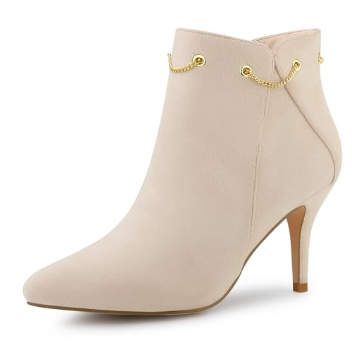 Allegra K Damen Stiefeletten mit spitzer Zehenpartie, seitlicher Reißverschluss, Stiletto-Absatz, Beige, 39 EU Allegra K Damen Stiefeletten mit spitzer Zehenpartie, seitlicher Reißverschluss, Stiletto-Absatz, Beige, 39 EU von Allegra K