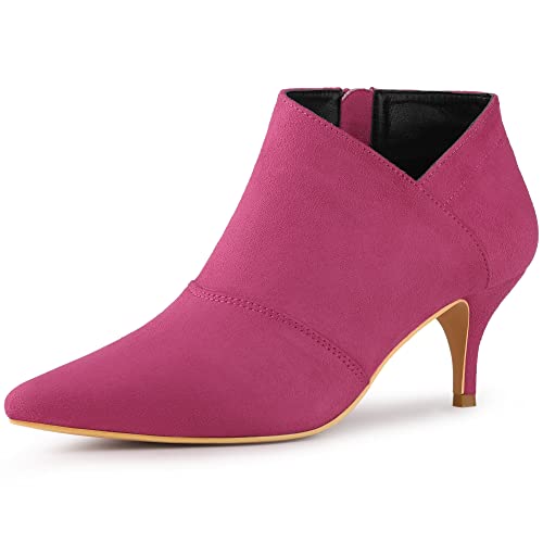 Allegra K Damen-Stiefeletten mit spitzer Zehenpartie und Kitten-Heel-Ausschnitt Pink 36 von Allegra K