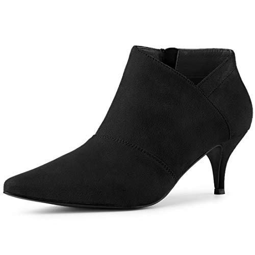 Allegra K Damen-Stiefeletten mit spitzer Zehenpartie und Kitten-Heel-Ausschnitt Schwarz 41 von Allegra K