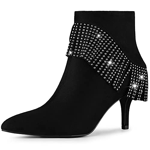 Allegra K Damen Stiefeletten mit spitzer Zehenpartie und Stilettoabsatz Schwarz 38.5 von Allegra K