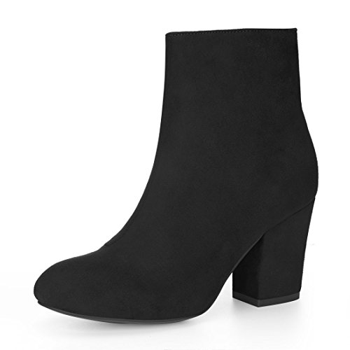 Allegra K Damen Stiefeletten runder Zehenpartie klobigem Absatz Schwarz 37.5 von Allegra K