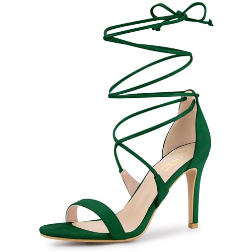 Allegra K Damen Stiletto Heel Schnürsandalen, Smaragdrün, 39.5 EU von Allegra K