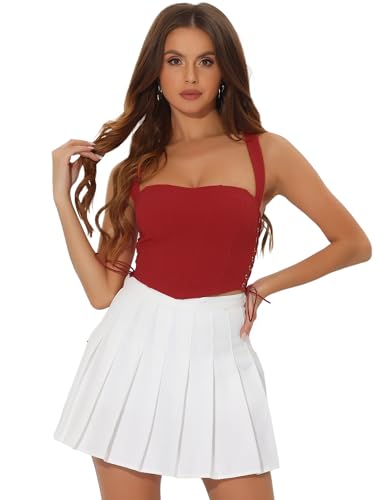 Allegra K Damen Trachtenmieder Dirndl Ärmelloses Oberteil Bustier Korsett Schnürung Clubwear Party Crop Top Rot XL Allegra K Damen Trachtenmieder Dirndl Ärmelloses Oberteil Bustier Korsett Schnürung Clubwear Party Crop Top Rot XL von Allegra K