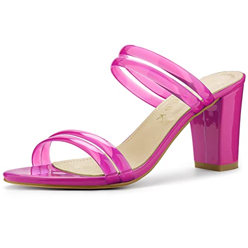 Allegra K Damen Transparente Riemchenabsatz Slide Mule Blockabsatz Sandale Pink 39 von Allegra K