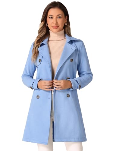 Allegra K Damen Trenchcoat Langarm Zweireiher Faux Wildleder Mantel Wintermantel Hellblau S Allegra K Damen Trenchcoat Langarm Zweireiher Faux Wildleder Mantel Wintermantel Hellblau S von Allegra K
