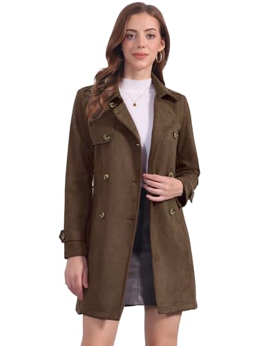 Allegra K Damen Trenchcoat Langarm Zweireiher Faux Wildleder Mantel Wintermantel Kaffee XS Allegra K Damen Trenchcoat Langarm Zweireiher Faux Wildleder Mantel Wintermantel Kaffee XS von Allegra K