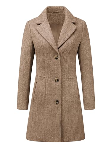 Allegra K Damen Winter Erbsenmantel 2025 Herbst Einreiher Lange Oberbekleidung Trenchcoats, Dunkles Beige, S Allegra K Damen Winter Erbsenmantel 2025 Herbst Einreiher Lange Oberbekleidung Trenchcoats, Dunkles Beige, S von Allegra K