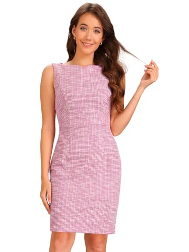 Allegra K Damen Tweedkleid Business U-Boot-Ausschnitt Ärmellos Kariertes Etuikleid Rosa XL Allegra K Damen Tweedkleid Business U-Boot-Ausschnitt Ärmellos Kariertes Etuikleid Rosa XL von Allegra K
