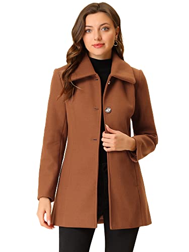 Allegra K Damen Umlegekragen Einreiher Taschen Trenchcoat Mantel Braun XS von Allegra K