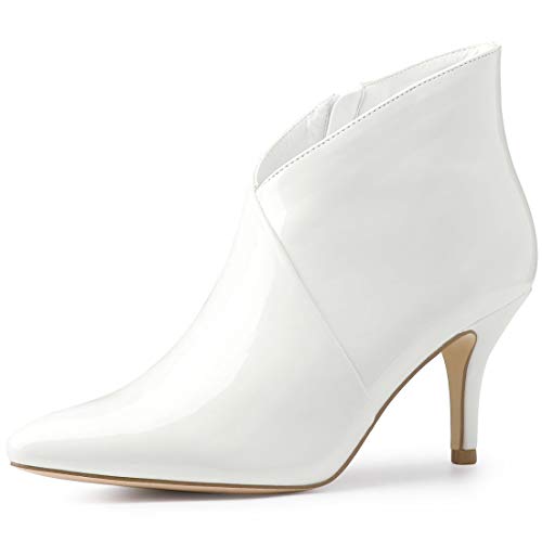 Allegra K Damen V Form Spitz Zehenbereich Stiletto Absatz Stiefeletten, Weiß, 38 EU von Allegra K
