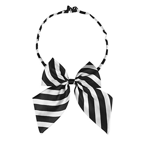 Allegra K Damen Verstellbares Cosplay-Kostüm Vorgebundene Streifen Bowknot Fliege Schwarz Weiß 11 x 14cm von Allegra K