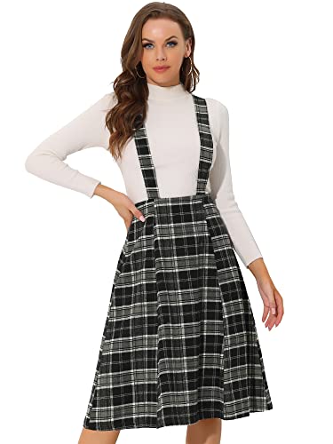 Allegra K Damen Vintage Plaid Tartan A-Linie Overall Hosenträger Latzrock Rock Schwarze L Allegra K Damen Vintage Plaid Tartan A-Linie Overall Hosenträger Latzrock Rock Schwarze L von Allegra K