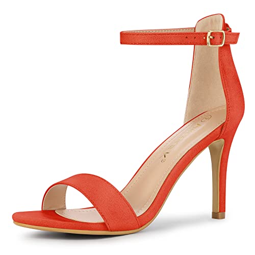 Allegra K Damen Wildleder Ankle Strap High Stiletto Heels Sandalen Orange 39 von Allegra K