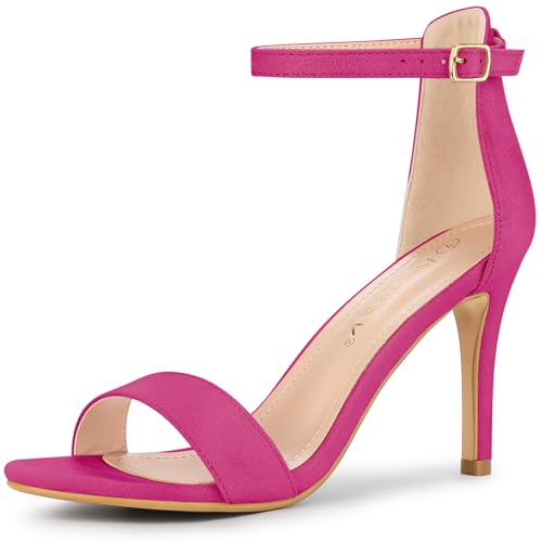 Allegra K Damen Wildleder Knöchelriemen High Stiletto Heel Sandalen, hot pink, 39.5 EU von Allegra K
