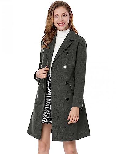 Allegra K Damen Wintermantel Elegant gekerbtes Revers Zweireihiger Trenchcoat, GRAU, M Allegra K Damen Wintermantel Elegant gekerbtes Revers Zweireihiger Trenchcoat, GRAU, M von Allegra K