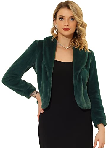 Allegra K Damen Wintermantel Langarm Weihnachten Kunstpelz Fliege Winterjacke Mantel Grün M von Allegra K