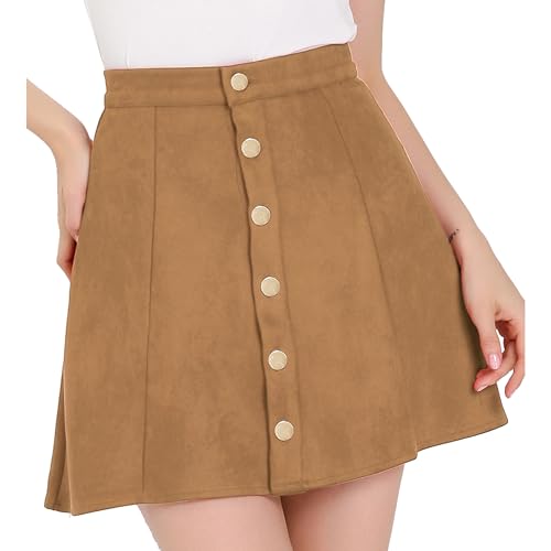 Allegra K Damen A-Linie Hohe Taille Wildleder Knopfleiste Minirock Rockabilly Kurzer Rock Braun S Allegra K Damen A-Linie Hohe Taille Wildleder Knopfleiste Minirock Rockabilly Kurzer Rock Braun S von Allegra K