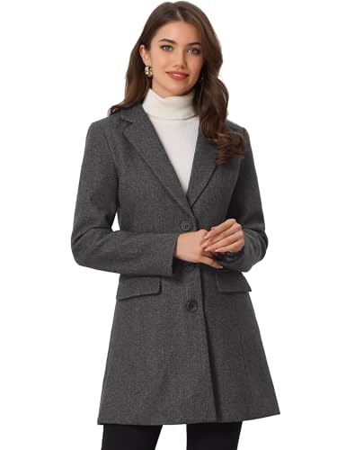 Allegra K Damen Wollmantel Revers Knopfleiste Wintercoat Mantel Dunkelgrau XS Allegra K Damen Wollmantel Revers Knopfleiste Wintercoat Mantel Dunkelgrau XS von Allegra K