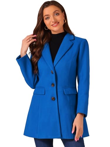 Allegra K Damen Wollmantel Revers Knopfleiste Wintercoat Mantel Tiefes Blau XS Allegra K Damen Wollmantel Revers Knopfleiste Wintercoat Mantel Tiefes Blau XS von Allegra K