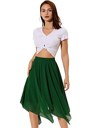 Allegra K Damen Elastische Taille Chiffon Taschentuch Saum Midi Rock Grün S Allegra K Damen Elastische Taille Chiffon Taschentuch Saum Midi Rock Grün S von Allegra K