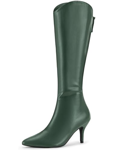 Allegra K Damen kniehohe Stiefel mit spitzem Zehenbereich, Stiletto-Absatz, Dunkelgrün, 40.5 EU Allegra K Damen kniehohe Stiefel mit spitzem Zehenbereich, Stiletto-Absatz, Dunkelgrün, 40.5 EU von Allegra K