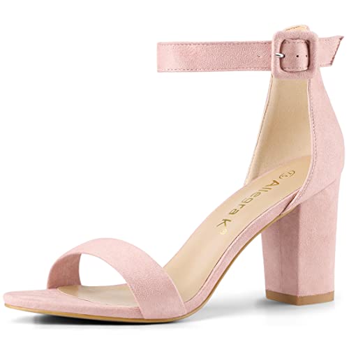 Allegra K Damen High Chunky Heel Schnalle Knöchelriemen Sandalen Hellrosa 38 von Allegra K