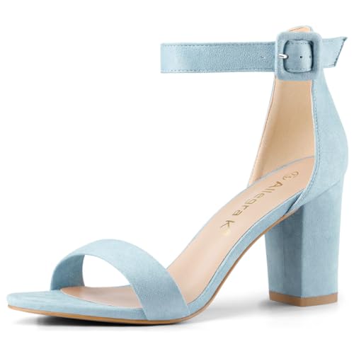 Allegra K Damen High Chunky Heel Schnalle Knöchelriemen Sandalen Himmelblau 41 von Allegra K