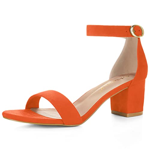 Allegra K Damen offene Zehen mittlere Blockabsatz Knöchel-Riemen Sandalen Orange 38 von Allegra K